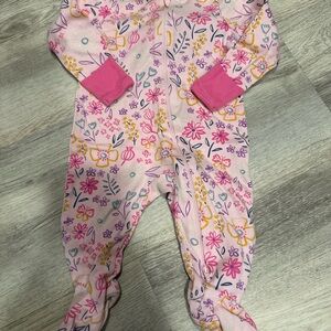Wonder Nation Pink Floral Kids Footie